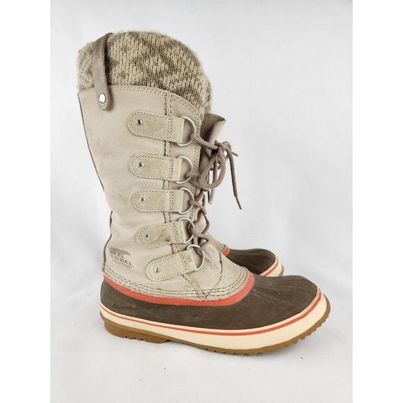 Sorel Shoes - Sorel Joan Of Arctic Leather Boots Women SZ 10 Waterproof Thick Knit Snow Winter